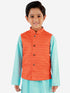 Vastramay Boys Orange Matka Silk Blend Nehru Jacket