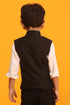 VASTRAMAY Black Mirror Work Viscose Sleeveless Ethnic Jacket Baap Beta Set