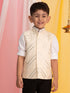 Vastramay Boys' Cream Mirror Work Ethnic Jacket