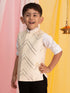 Vastramay Boys' Cream Mirror Work Ethnic Jacket