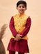 Vastramay Boy's Yellow Ethnic Printed Jacket