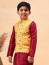 Vastramay Boy's Yellow Ethnic Printed Jacket
