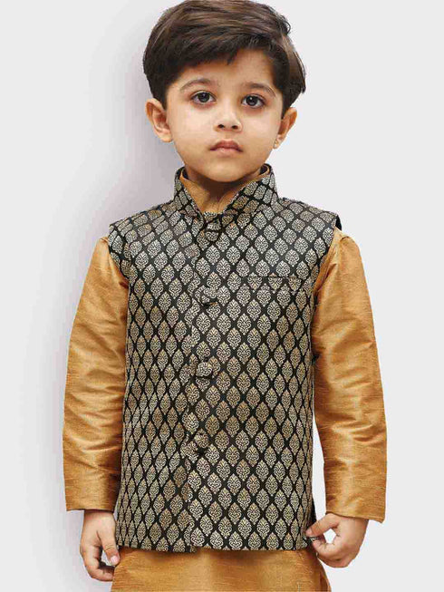 JBN CREATION Boys' Black Silk Blend Nehru Jackets