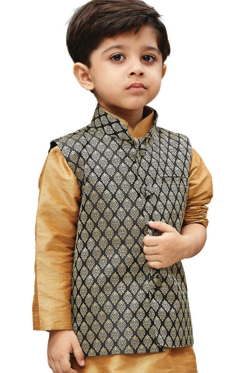 JBN CREATION Boys' Black Silk Blend Nehru Jackets
