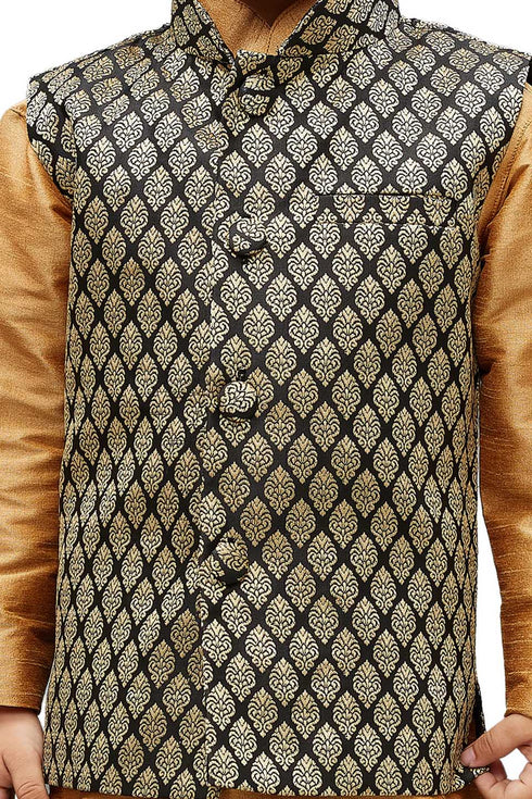 JBN CREATION Boys' Black Silk Blend Nehru Jackets
