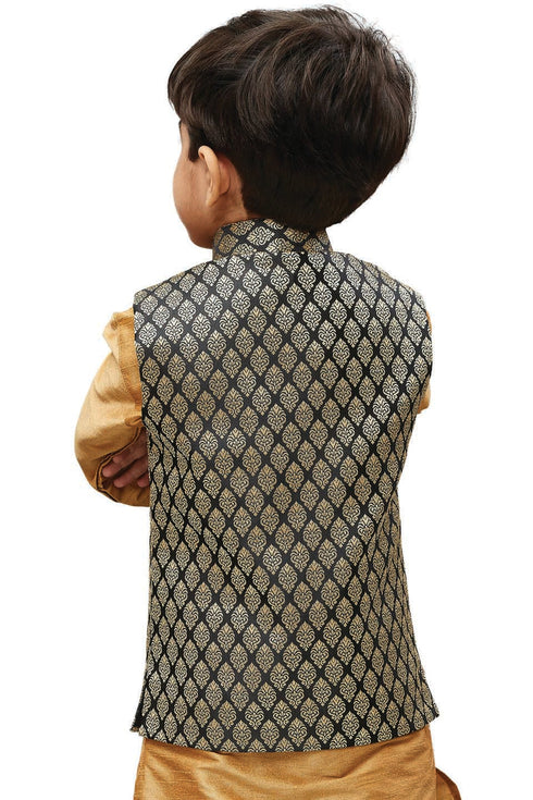 JBN CREATION Boys' Black Silk Blend Nehru Jackets
