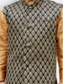 Vastramay Boys' Gold Silk Cotton Blend Kurta, Waistcoat and Pyjama Set