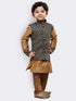 Vastramay Boy's Gold Cotton Silk Kurta Waistcoat and Pyjama Set