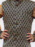 Vastramay Boy's Gold Cotton Silk Kurta Waistcoat and Pyjama Set