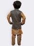 Vastramay Boy's Gold Cotton Silk Kurta Waistcoat and Pyjama Set