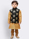 VASTRAMAY Boys' Gold Silk Cotton Blend Kurta, Waistcoat and Pyjama Set