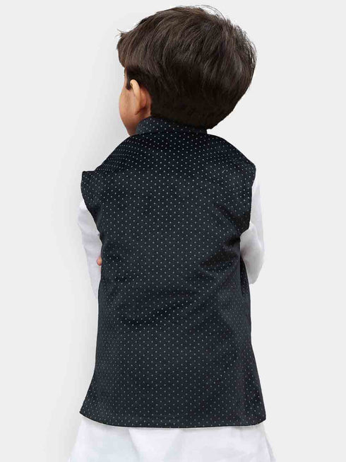 VASTRAMAY Velvet Black Color Baap Beta Ethnic Jacket