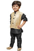 JBN CREATION Boys' Black Cotton Silk Kurta, Waistcoat and Pyjama Set
