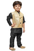 JBN CREATION Boys' Black Cotton Silk Kurta, Waistcoat and Pyjama Set