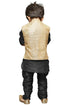 JBN CREATION Boys' Black Cotton Silk Kurta, Waistcoat and Pyjama Set