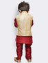 JBN CREATION Boys' Maroon Cotton Silk Kurta, Waistcoat and Pyjama Set