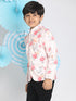Vastramay Floral Printed Peach Bandhgala Prince Coat Jodhpuri