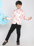 Vastramay Floral Printed Peach Bandhgala Prince Coat Jodhpuri