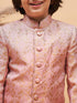 Vastramay Boy's Pink Silk Blend Woven Jodhpuri