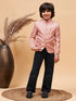 Vastramay Boy's Pink Silk Blend Woven Jodhpuri