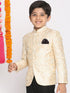 Vastramay Boys Beige Embroidered Slim Fit Bandhgala Blazer