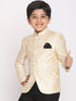Vastramay Boys Beige Embroidered Slim Fit Bandhgala Blazer