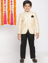 Vastramay Boys Beige Embroidered Slim Fit Bandhgala Blazer