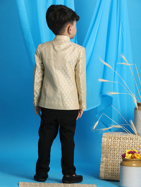 JBN CREATION Boy's Cream Woven Silk Blend Jodhpuri