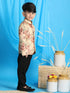 Vastramay Boy's Beige Printed Jodhpuri