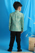 VASTRAMAY Green Woven Design Baap Beta Jodhpuri Set