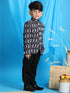 Vastramay Boy's Black Ikkat Print Traditional Jodhpuri