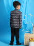 Vastramay Boy's Black Ikkat Print Traditional Jodhpuri