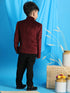 Vastramay Maroon Polka Dot Printed Velvet Jodhpuri Baap beta Set