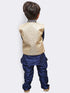 JBN CREATION Boys' Blue Cotton Silk Kurta, Waistcoat and Breedges Set