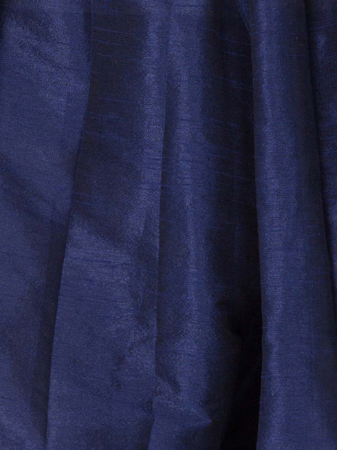 JBN CREATION Boys' Blue Cotton Silk Kurta, Waistcoat and Breedges Set