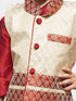 JBN CREATION Boys' Maroon Cotton Silk Kurta, Waistcoat and Breedges Set