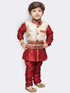 JBN CREATION Boys' Maroon Cotton Silk Kurta, Waistcoat and Breedges Set