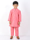 Vastramay Boys Pink Silk Blend Kurta and Pyjama Set