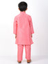 Vastramay Boys Pink Silk Blend Kurta and Pyjama Set