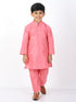 Vastramay Boys Pink Silk Blend Kurta and Pyjama Set