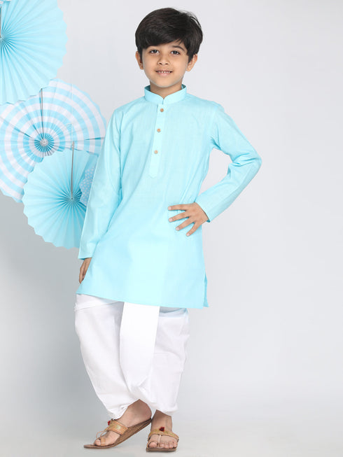 Vastramay Boys Aqua Blue Kurta And Dhoti Set