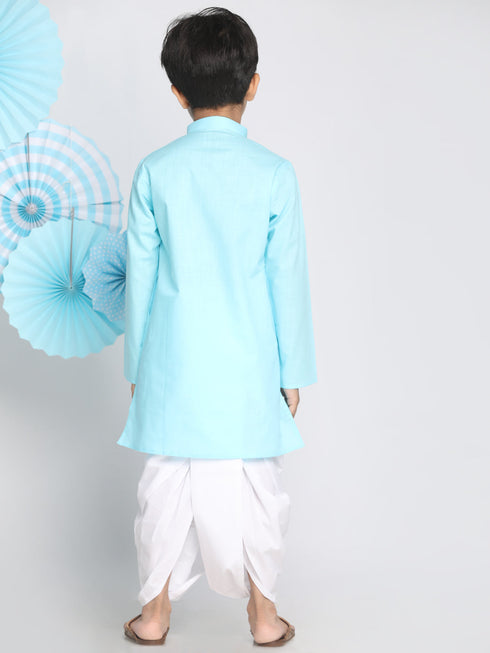 Vastramay Boys Aqua Blue Kurta And Dhoti Set