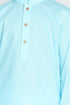 VASTRAMAY Aqua Blue Cotton Baap Beta Kurta Dhoti Set