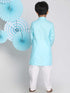 Vastramay Boys Aqua And White Kurta Pyjama Set
