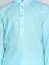 Vastramay Aqua Blue Cotton Baap Beta Kurta Pyjama Set