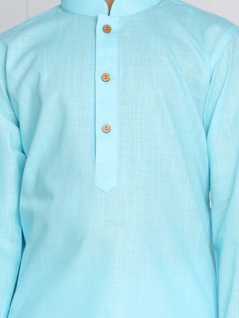 Vastramay Boys Aqua And White Kurta Pyjama Set