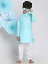 Vastramay Boys Aqua And White Kurta Pyjama Set