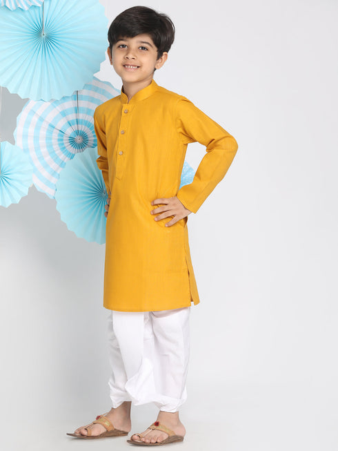 Vastramay Boys Mustard Kurta And Dhoti Set