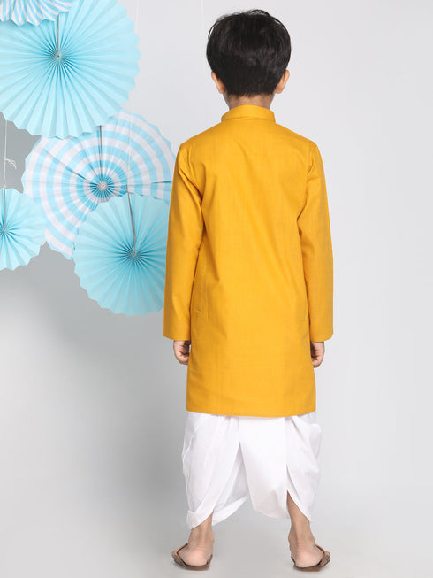 Vastramay Boys Mustard Kurta And Dhoti Set
