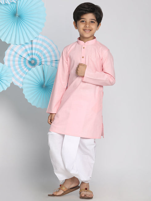 Vastramay Boys Pink Kurta And Dhoti Set